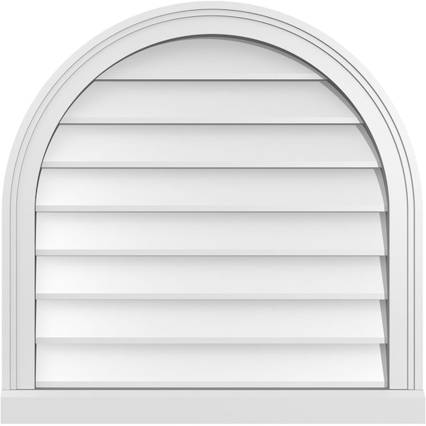 Ekena Millwork Round Top Surface Mount PVC Gable Vent w/ 2"W x 2"P Brickmould Sill Frame, 26"W x 26"H GVPRT26X2603SN - main